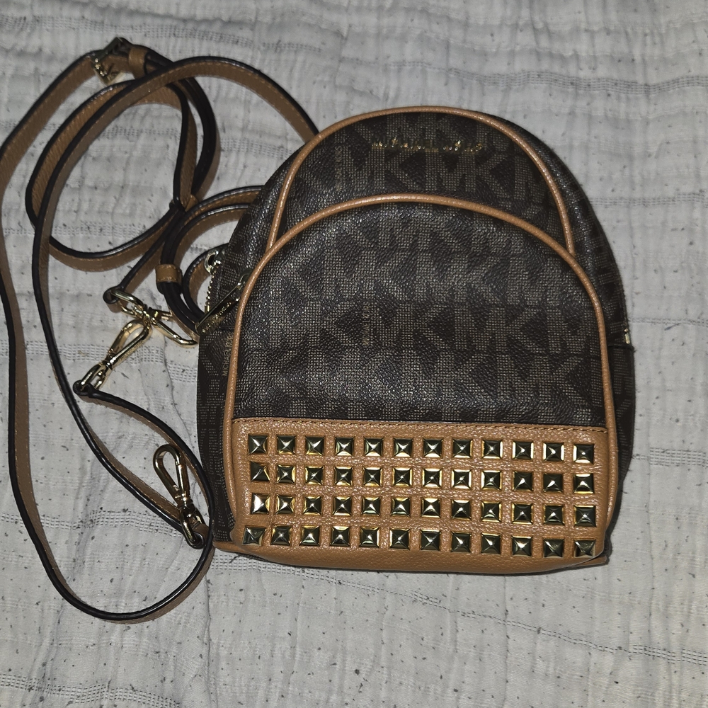 Michael Kors Brown Backpack with Gold Accents